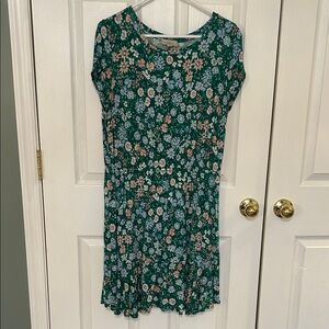 LOFT Green Floral Dress